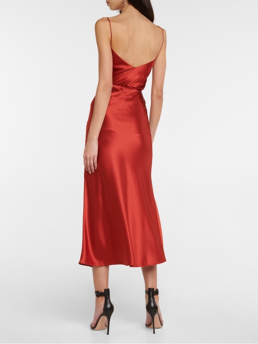 NWT Glam Satin Slip Skirt in Burnt Orange Large, Banded Waist - Picture 4 of 9